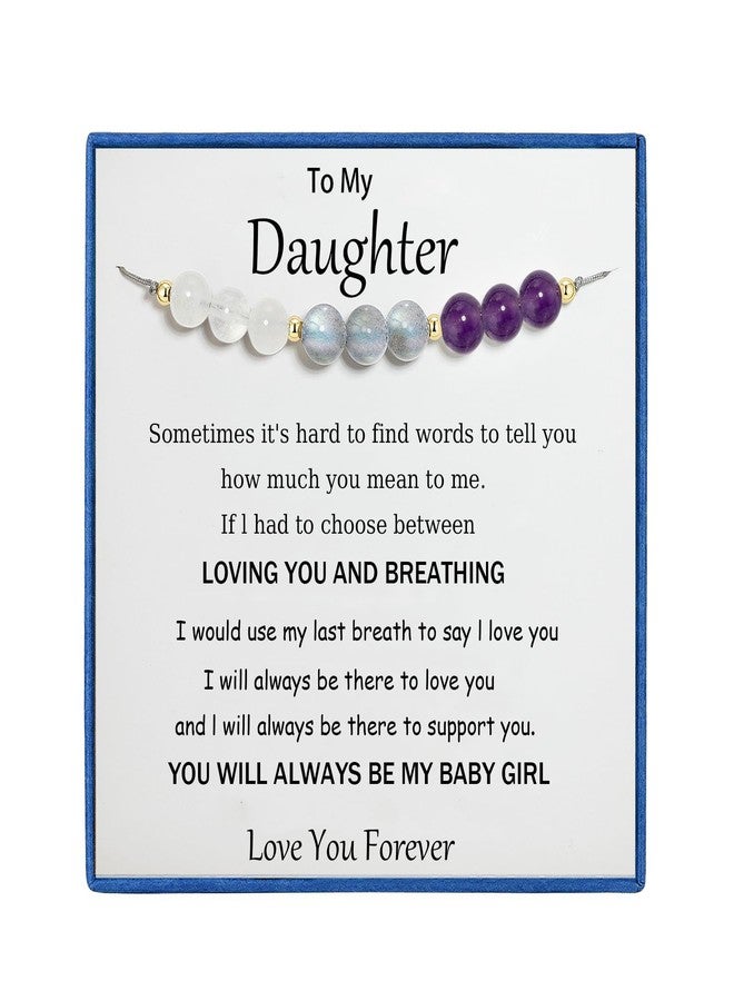 PINCHUAN Beaded Bracelet for Daughter Crystal Beaded Bracelet Inspirational Bracelets Gift for Daughter Nature Stone Bracelet Daughter Bracelets from Mom Birthday Christmas Jewelry-beaded/daughter - Image 1
